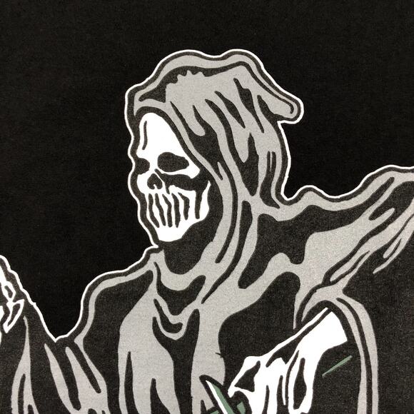 Warren Lotas Time Is Precious Death Grim Reaper Tee T Shirt Black Size Large B9 - Picture 3 of 6